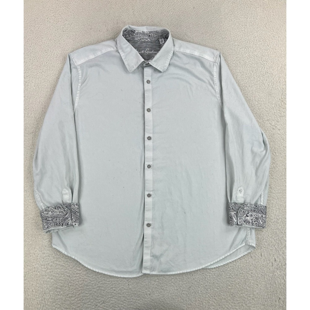 Robert Graham Shirt Mens 3XL Blue Textured Long Sleeve Button Up Cotton Casual